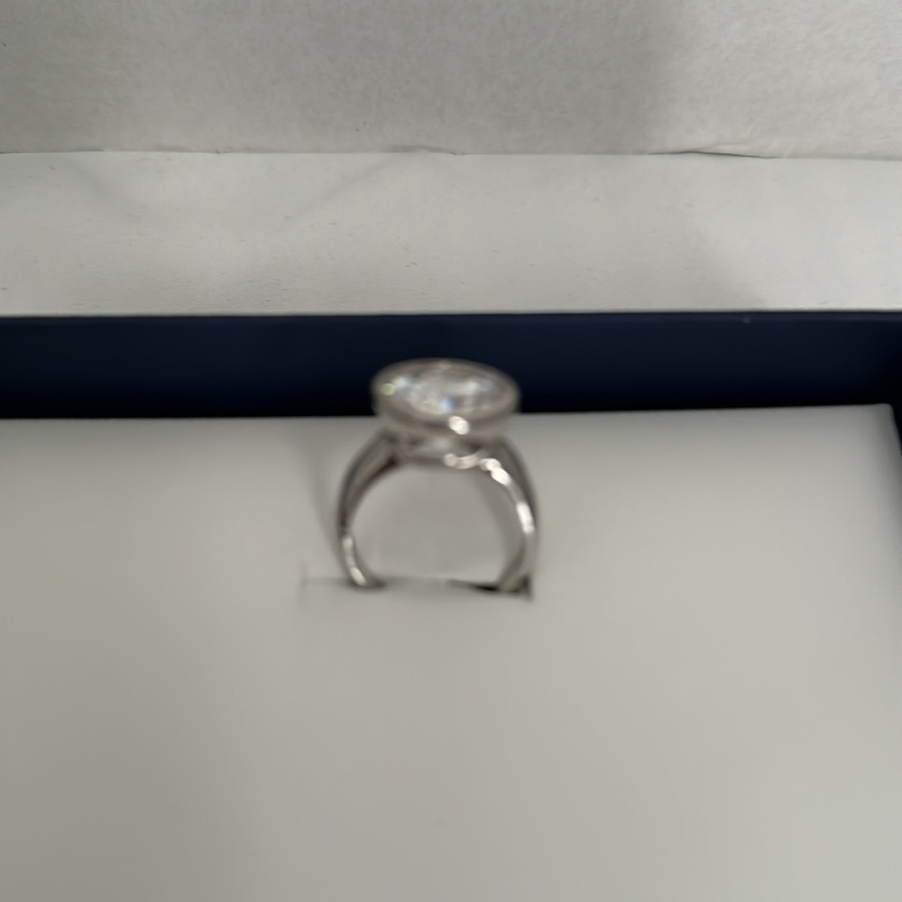 Silver Ring with Clear Round-Cut Stone
